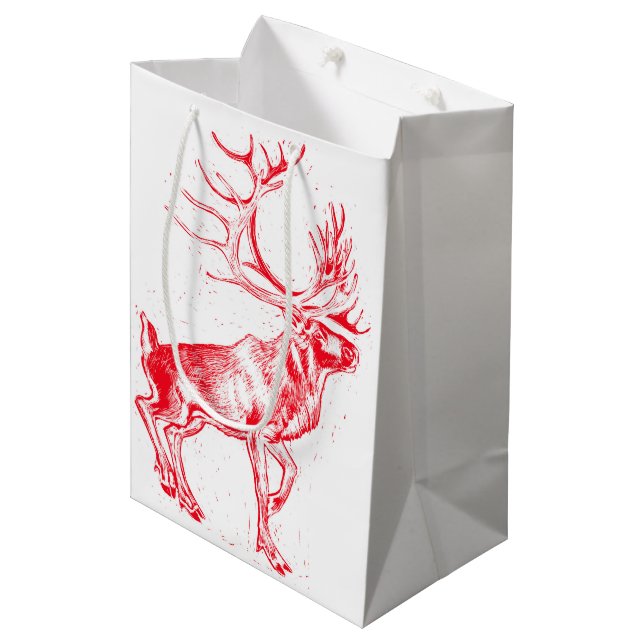 Sacola Para Presentes Média Reindeer Toile de Jouy Gift Bag (Frente inclinada)