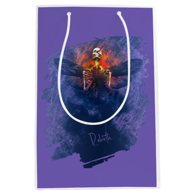 Sacola Para Presentes Média Renascimento. Esqueleto com asas ascensões (Frente)