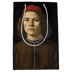 Sacola Para Presentes Média Retrato de um Jovem (por Sandro Botticelli)