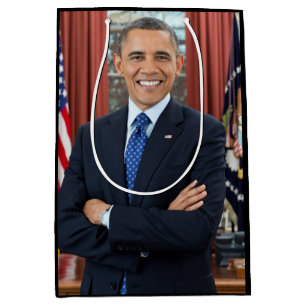 Sacola Para Presentes Média Retrato do Gabinete Oval, Obama Barack Presidente