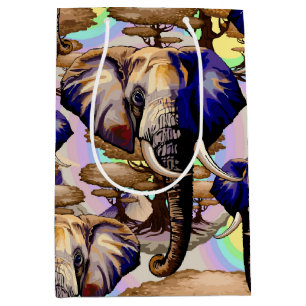 Sacola Para Presentes Média Retrato Surreal do Elefante Africano