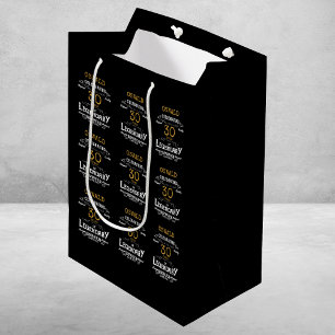 Sacola Para Presentes Média Retro Lendário Dourado aniversário de 30 anos pret