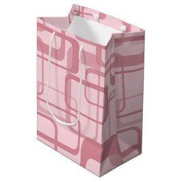 Sacola Para Presentes Média Retro rosa Padrão de Abstrato dos anos 70