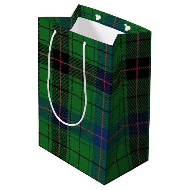 Sacola Para Presentes Média Retro Tartan Davidson Green Xadrez (Verso inclinado)
