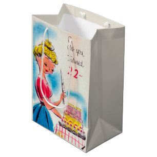 Sacola Para Presentes Média Retro vintage 22º aniversário
