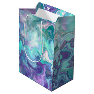 Sacola Para Presentes Média Rhapsodia Roxo-Azul   Abstrato Art