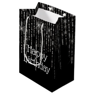 Sacola Para Presentes Média Rhinestone Bling Birthday