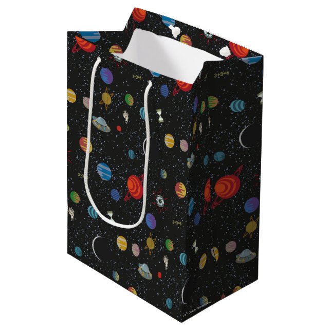 Sacola Para Presentes Média RICK E MORTY™ | Padrão espacial (Frente inclinada)