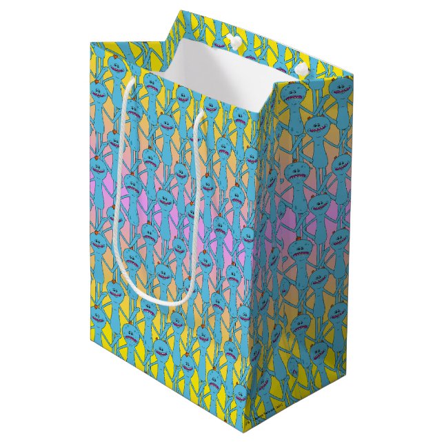 Sacola Para Presentes Média RICK E MORTY™ | Rainbow Sr. Meeseks Pattern (Frente inclinada)