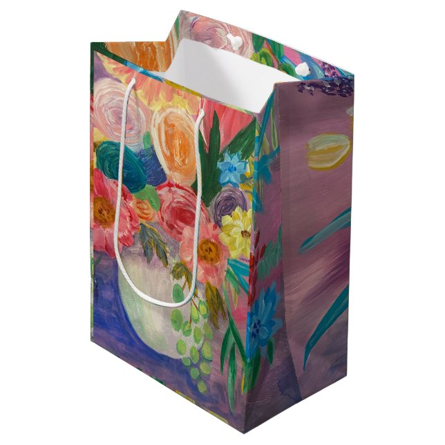 Sacola Para Presentes Média Rico Meio de recipiente (Frente inclinada)