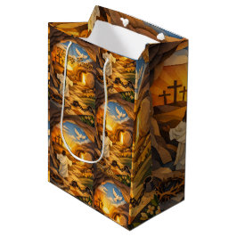 Sacola Para Presentes Média Risen Jesus Empty Tomb 3D Papercut Easter Gift Bag