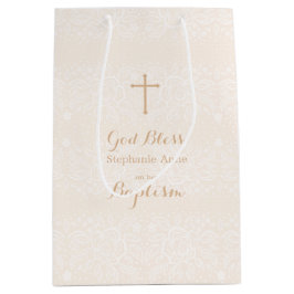 Sacola Para Presentes Média Ritmo Floral Delicado Rosa-Blush