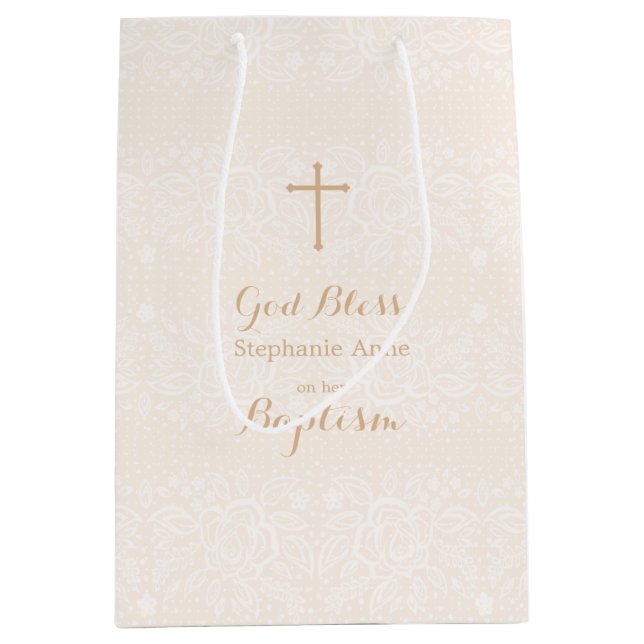 Sacola Para Presentes Média Ritmo Floral Delicado Rosa-Blush (Frente)