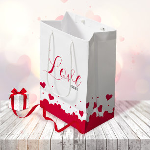 Sacola Para Presentes Média Romance Red Hearts Gift Bag