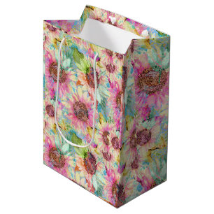 Sacola Para Presentes Média Romanichel Watercolor Girassóis