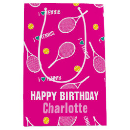 Sacola Para Presentes Média Rosa brilhante Eu adoro padrão tênis