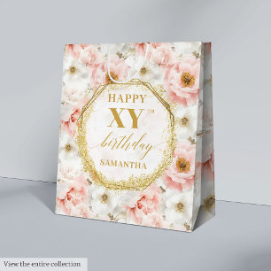 Sacola Para Presentes Média Rosa claro eterno Aquarela Bag de Aniversário