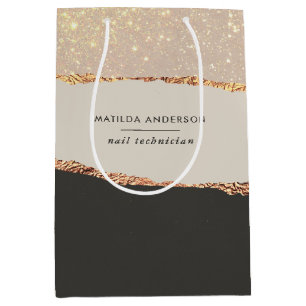 Sacola Para Presentes Média Rosa dourado brilho preto, orçamento elegante mode