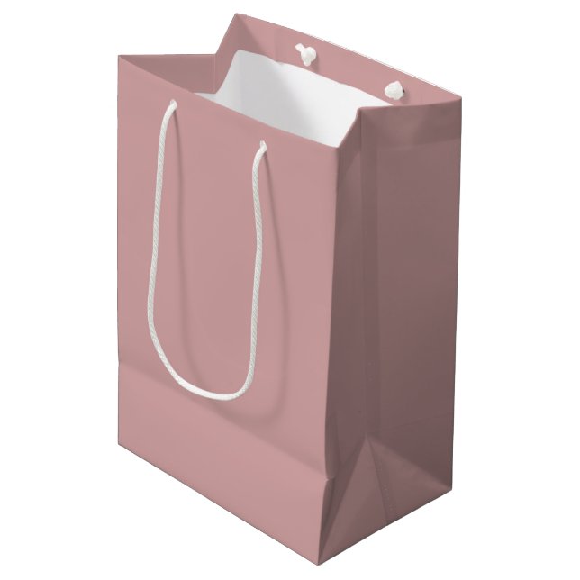 Sacola Para Presentes Média Rosa empoeirado moderno branco Cor Sólida Simples (Frente inclinada)