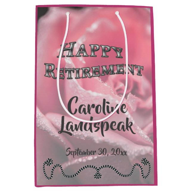 Sacola Para Presentes Média Rosa Rosa Rosa Rosa Rosa Rosa, no quadro de Prata  (Frente)