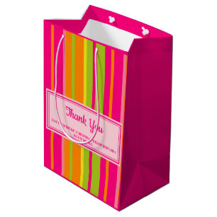 Sacola Para Presentes Média Rosa, Verde limão, Laranja e Amarelo Obrigado