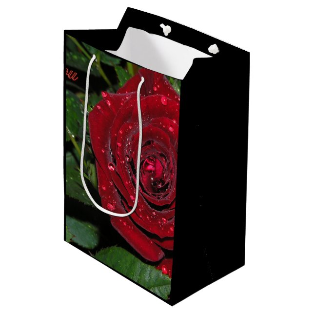 Sacola Para Presentes Média Rosa vermelha #2 (Frente inclinada)