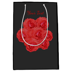 Sacola Para Presentes Média rosa vermelha Flores Buquê Personalizado