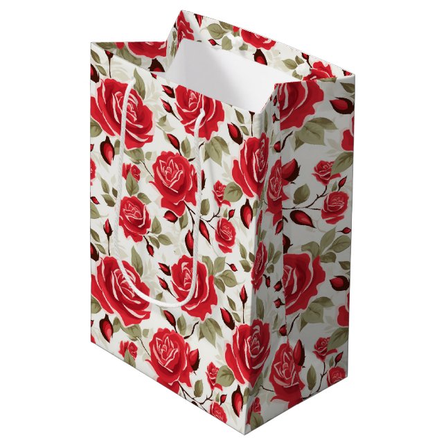 Sacola Para Presentes Média Rosa vermelha Gift Bag (Frente inclinada)