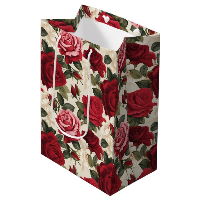 Sacola Para Presentes Média Rosa vermelha Gift Bag (Frente inclinada)
