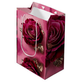 Sacola Para Presentes Média Rosa vermelha Luxe Bag para presentes