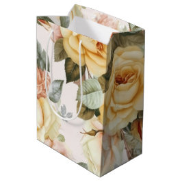 Sacola Para Presentes Média Rosas Amarelas Vintage
