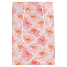 Sacola Para Presentes Média Rosas bonito de Cor de Água Rosa