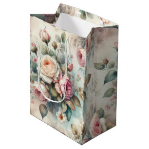 Sacola Para Presentes Média Rosas chiques