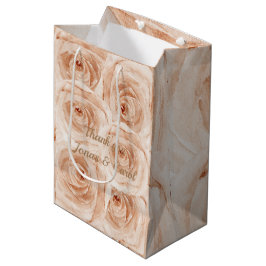 Sacola Para Presentes Média Rosas de luxo lindas rosa pastel obrigado