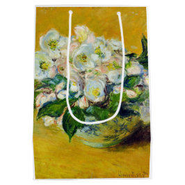Sacola Para Presentes Média Rosas de Natal (por Claude Monet)
