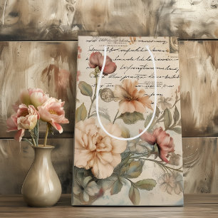 Sacola Para Presentes Média Rosas de Vintage de Diário Lixo