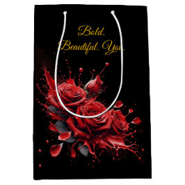 Sacola Para Presentes Média Rosas em Bloom - Aniversário Elegante