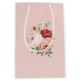 Sacola Para Presentes Média Rosas Florais Rosa Bege Branco Vermelho Chuveiro N