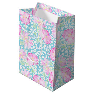 Sacola Para Presentes Média Rosas Rosa Borboletas Brancas, Banheira Média Azul