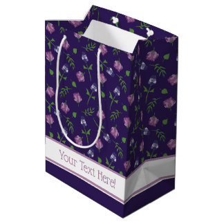 Sacola Para Presentes Média Rosas roxas e rosa bonito Rosebud Impressão Floral