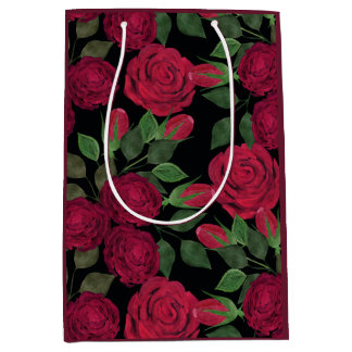 Sacola Para Presentes Média Rosas vermelhas a preto.
