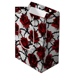 Sacola Para Presentes Média Rosas Vermelhas Espinhosas Amor Sombrio Gótico Ant