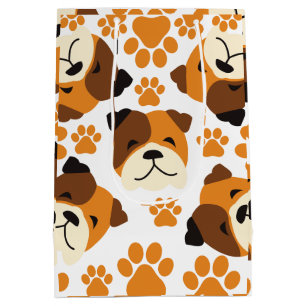 Sacola Para Presentes Média Rosto e patas de Cachorro