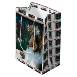 Sacola Para Presentes Média Rough Collie Christmas