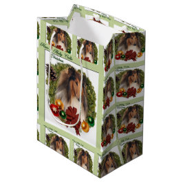 Sacola Para Presentes Média Rough Collie Christmas