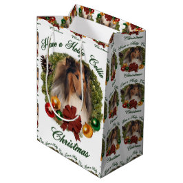 Sacola Para Presentes Média Rough Collie Christmas