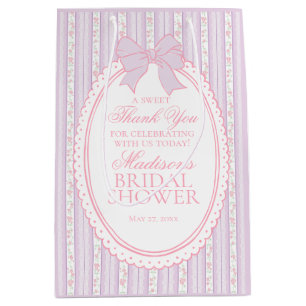 Sacola Para Presentes Média Roxo Antigo Chique Floral Lembrancinhas de Chá de