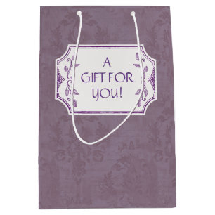 Sacola Para Presentes Média Roxo Fumê Vintage Damasco Personalizado