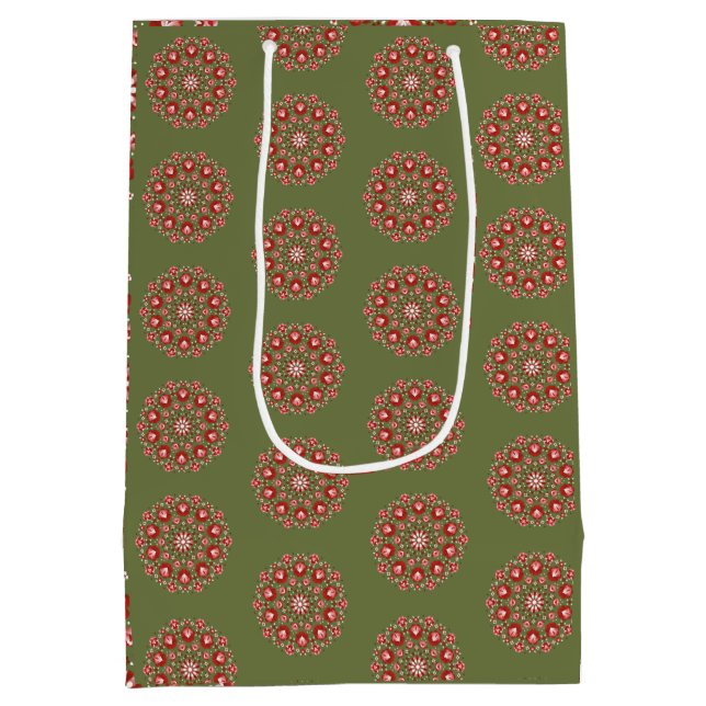 Sacola Para Presentes Média Roxo oliva rosemaling  (Verso)