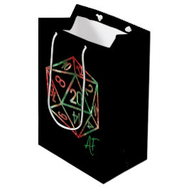 Sacola Para Presentes Média RPG Crit AF | Silver Fantasy Tabletop Gamer Dice